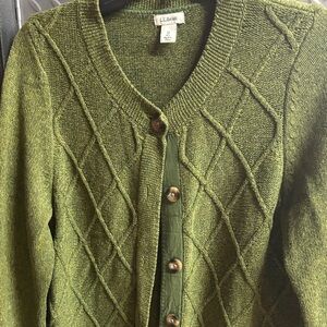 L.L. Bean Olive Knit Cardigan